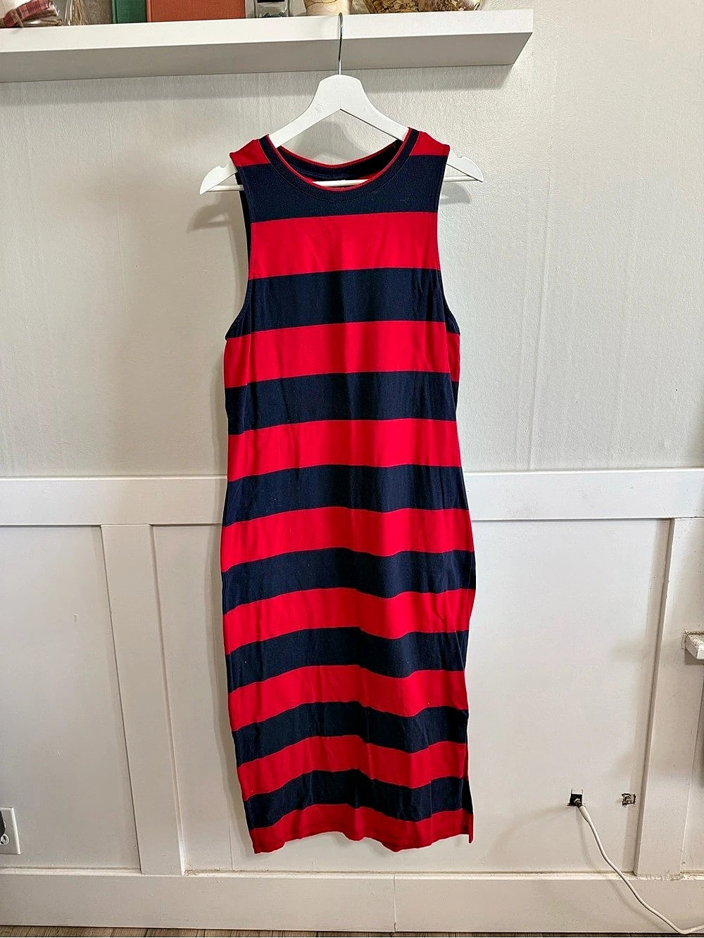 Striped Maxi Dress in Red & Blue Size Medium
